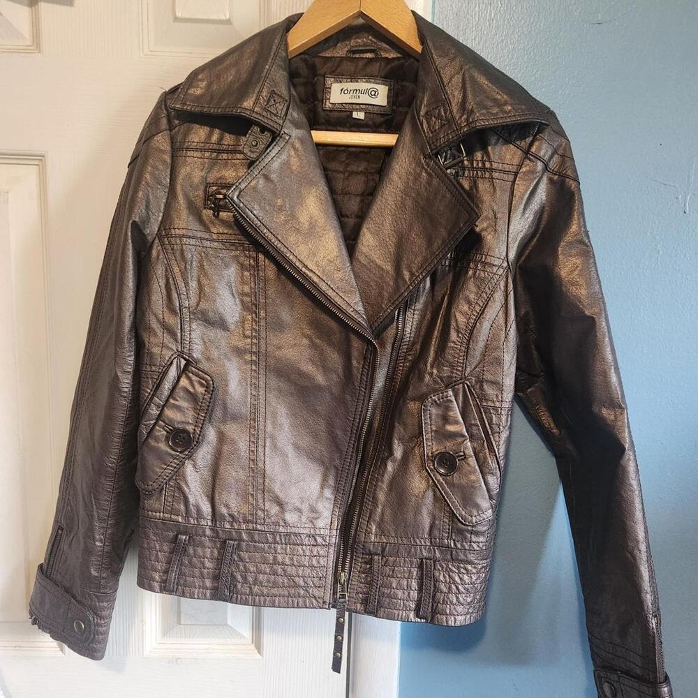 Formula brown leather jacket